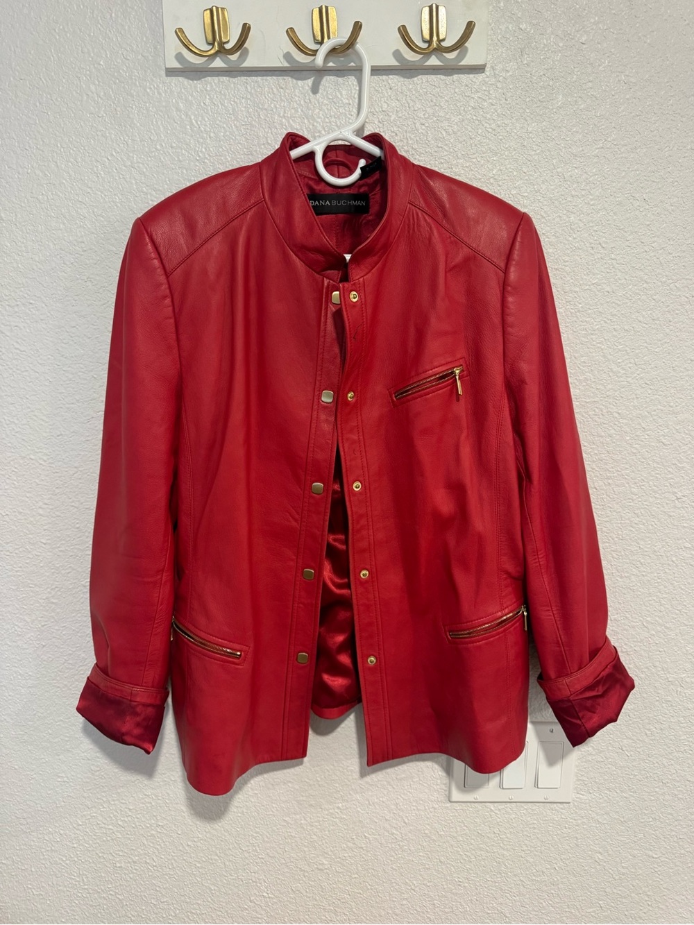 Dana Buchman Red Leather Jacket